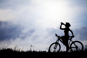 a cyclist resting after a good sweat